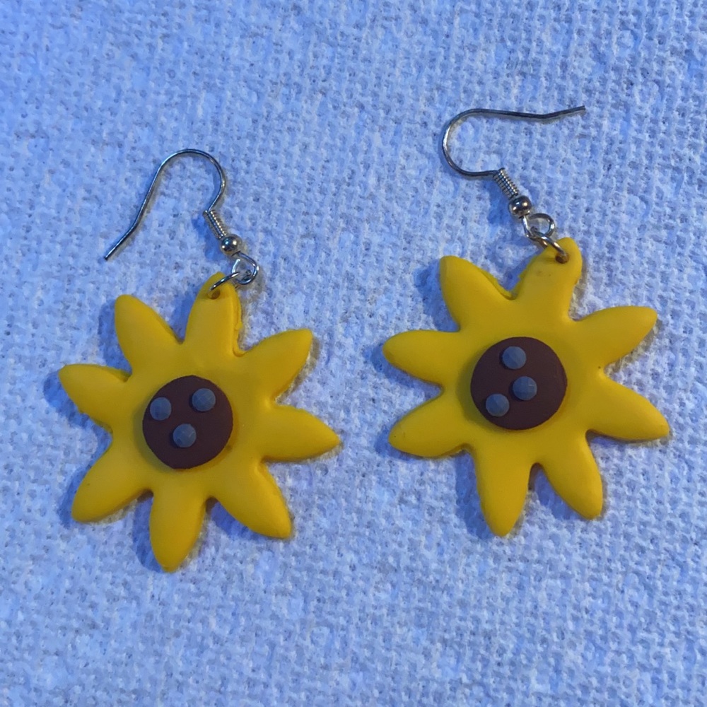 Clay sunflower earrings